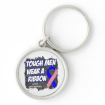 Male Breast Cancer Tough Men Wear A Ribbon Key Chain