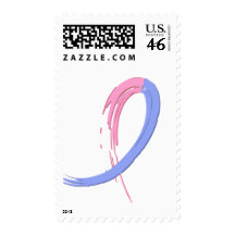 Male Breast Cancer's Blue And Pink Ribbon A4 Stamp