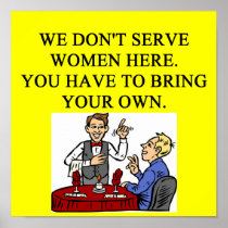 male chauvinist pig bar joke poster