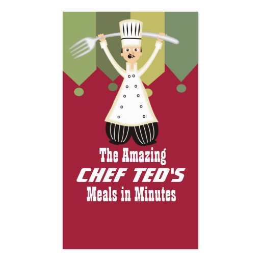 Male chef pantaloons giant fork cooking cards business card