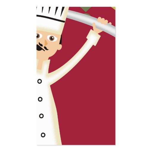 Male chef pantaloons giant fork cooking cards business card (back side)