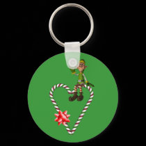 Male Elf Candy Canes Christmas Holiday Keychain