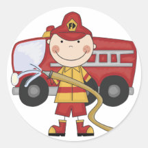 Male Firefighter T-shirts and Gifts Round Stickers
