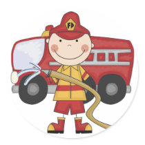 Male Firefighter T-shirts and Gifts stickers by stick_figures Male Firefighter T-shirts and Gifts stickers