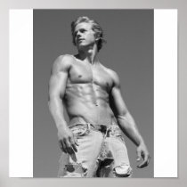 Male Fitness Model Wow Poster