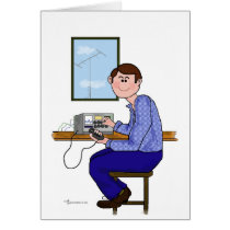 Male Ham Operator - Brown Hair Cards
