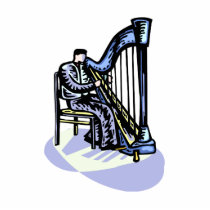 Male Harp Player Graphic Image Design Strings Photo Sculpture