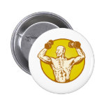 male human anatomy body builder flexing muscle button