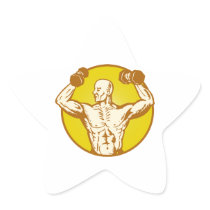 male human anatomy body builder flexing muscle sticker