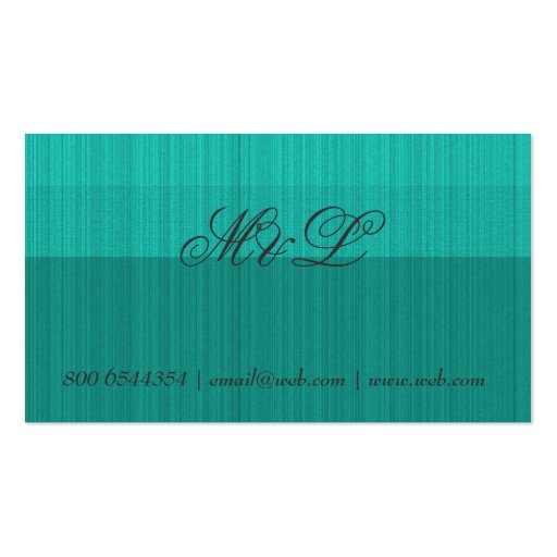 Male  Hunter green Textured  Monogram  Designs Business Card Template (back side)