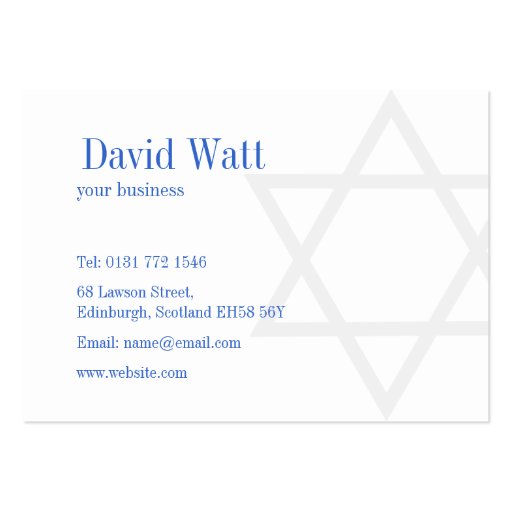 Male Jewis Star of David Business Card (back side)