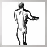 Male Nude Study In Black Ink Poster