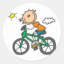 Male Stick Figure Bicyclist Tshirts and gifts Round Sticker