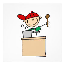 Male Stick Figure Cook Personalized Invitation