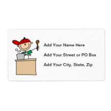 Male Stick Figure Cook Personalized Shipping Label