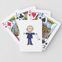 Male Stick Figure Nurse - Blue Bicycle Poker Cards