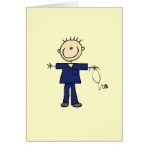 Male Stick Figure Nurse - Blue Card