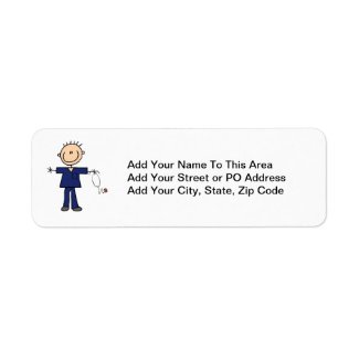 Male Stick Figure Nurse Custom Return Address Label