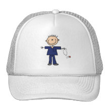Male Stick Figure Nurse - Blue Mesh Hats