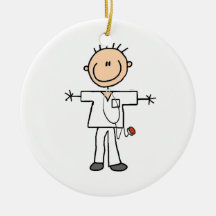 Male Stick Figure Nurse Christmas Tree Ornaments