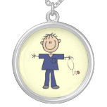 Male Stick Figure Nurse Medium Skin Pendant
