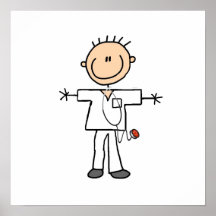 Male Stick Figure Nurse Print