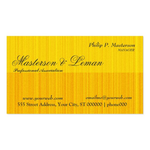 Male SunshineTextured Gold Monogram  Designs Business Cards (front side)