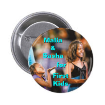 Malia and Sasha Obama for First Kids Button