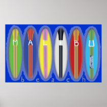 Malibu Beach Surfboards Print