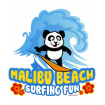 This darling panda bear is too cute! He loves to go surfing on huge waves in Malibu Beach. What a cute design for anyone who loves surfing in California as much as panda does.