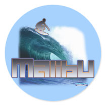 Malibu Beach Surfing Stickers