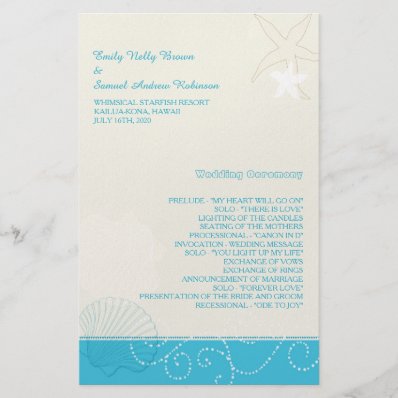 Malibu Blue + Ivory Modern Beach Wedding Programs