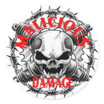 MALICIOUS DAMAGE SKULL STICKER