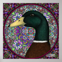 Mallard Drake Mosaic Circle Print