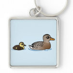 Mallard & duckling Premium Square Keychain