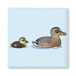 Mallard & duckling Square Magnet