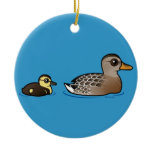 Mallard & duckling Circle Ornament