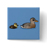 Mallard & duckling Square Button