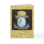 mallard egg with corn cob hat card