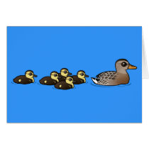 Mallard & five ducklings card