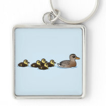 Mallard & five ducklings keychain