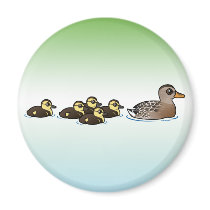 Mallard & five ducklings fridge magnets