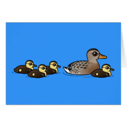 Mallard & four ducklings Greeting Card