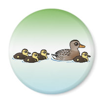 Mallard & four ducklings refrigerator magnets