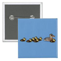 Mallard & seven ducklings Square Button