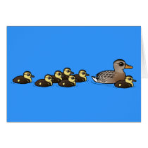 Mallard & seven ducklings card