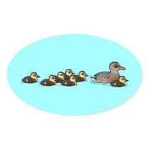 Mallard & seven ducklings stickers