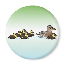 Mallard & six ducklings refrigerator magnets