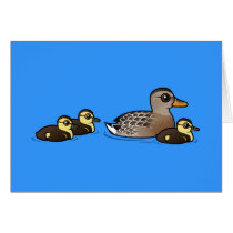 Mallard & three ducklings greeting cards