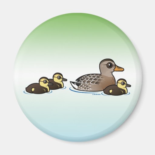 Mallard & three ducklings refrigerator magnet